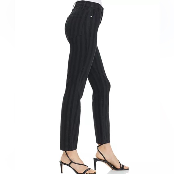 FRAME Le Sylvie Slender Straight Black Tonal Stripe Jeans - 27 - Picture 3 of 15